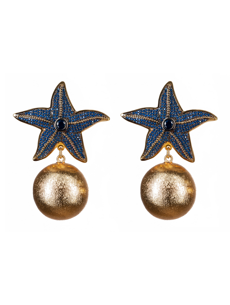 Starfish Navy Earrings