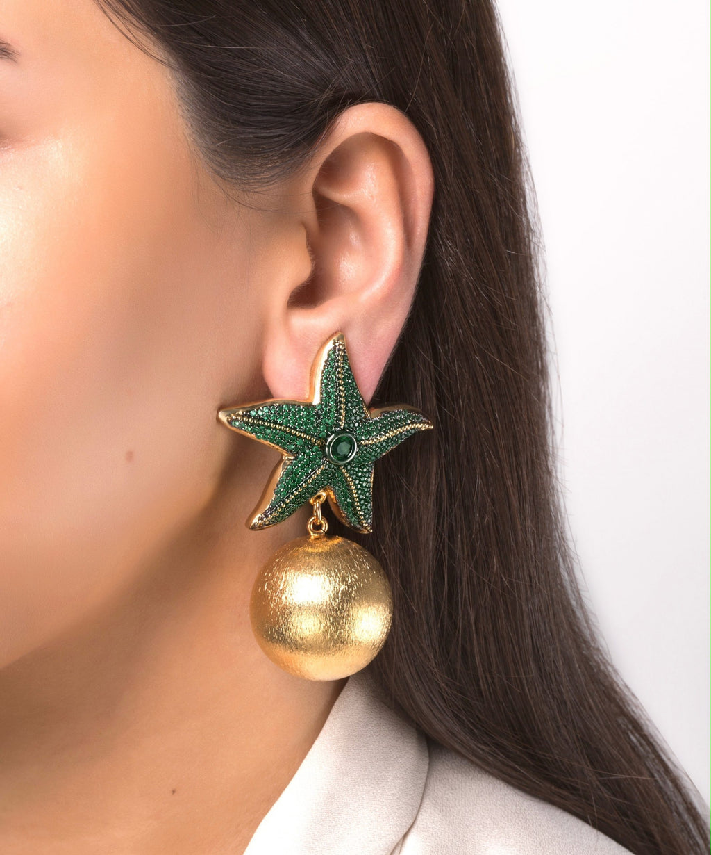 Starfish Emerald Green Earrings