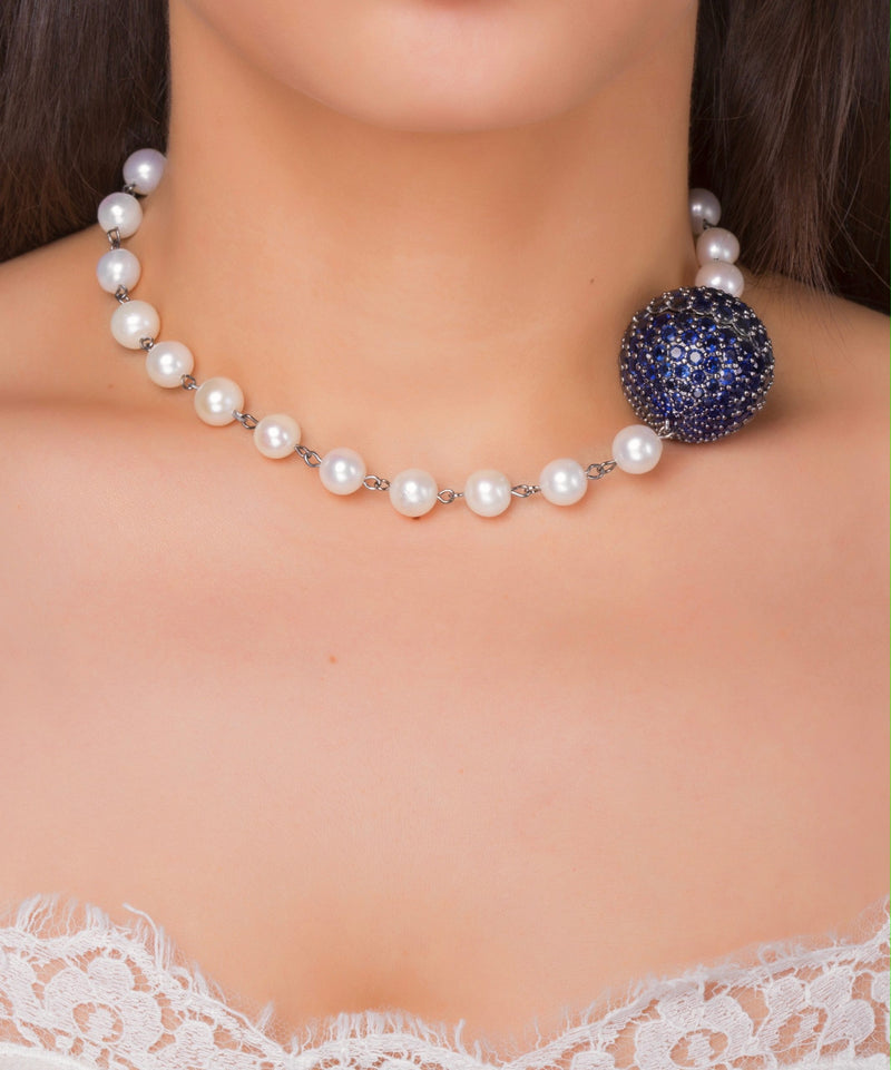 Pearl Urchin Navy Necklace