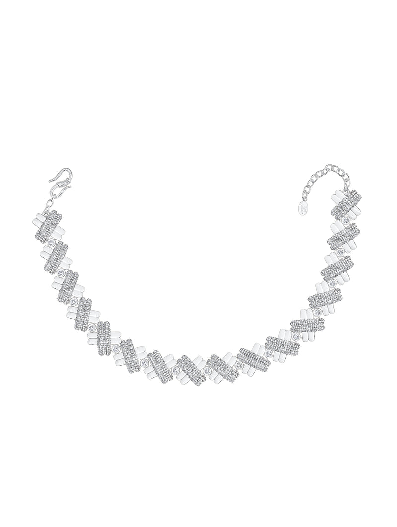 X Silver Choker Necklace